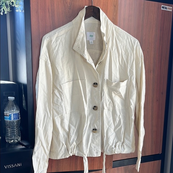 NWT DIP Cream Linen Women's Relaxed Fit Casual Utility Jacket Button Up Medium - Picture 9 of 15